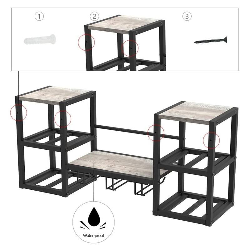 Industrial Greige Wall Mounted Wine Rack - 34.6LX9.8WX15.7H