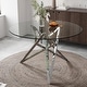 preview thumbnail 1 of 7, 47.2 Inch Clear Tempered Glass Round Dining Table Silver
