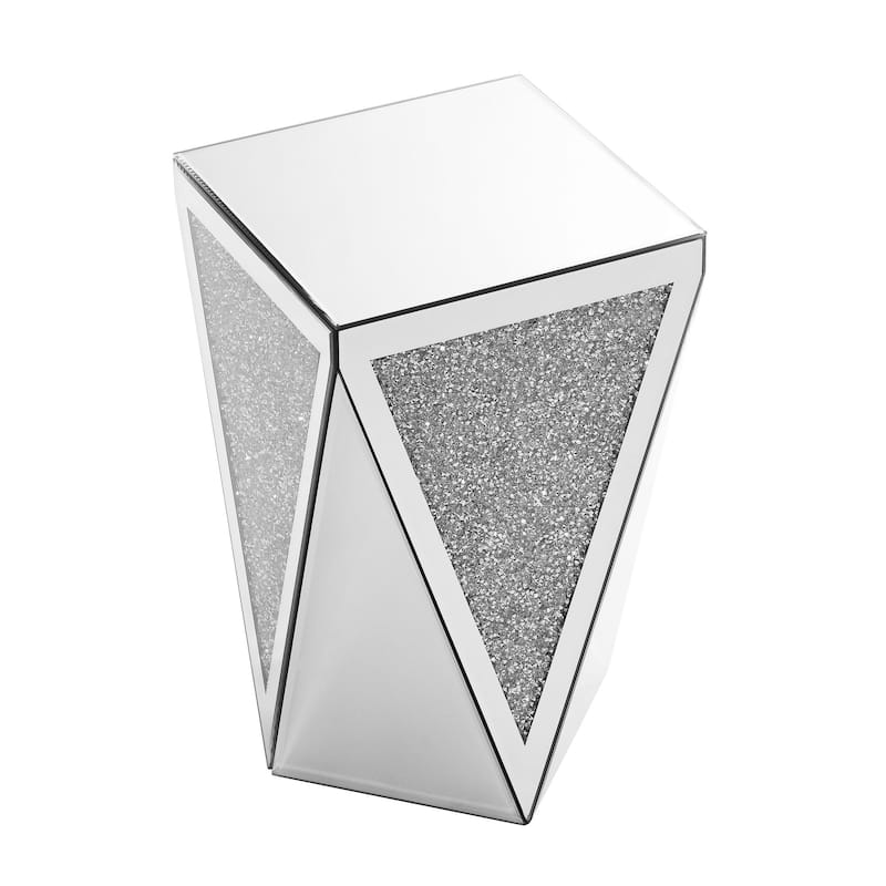 Crystal Diamond Inlaid Silver Glass Side Table