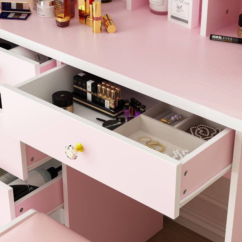 31.5" Wide Makeup Vanity With Stool and Touching Light Mirror - 31.5"W