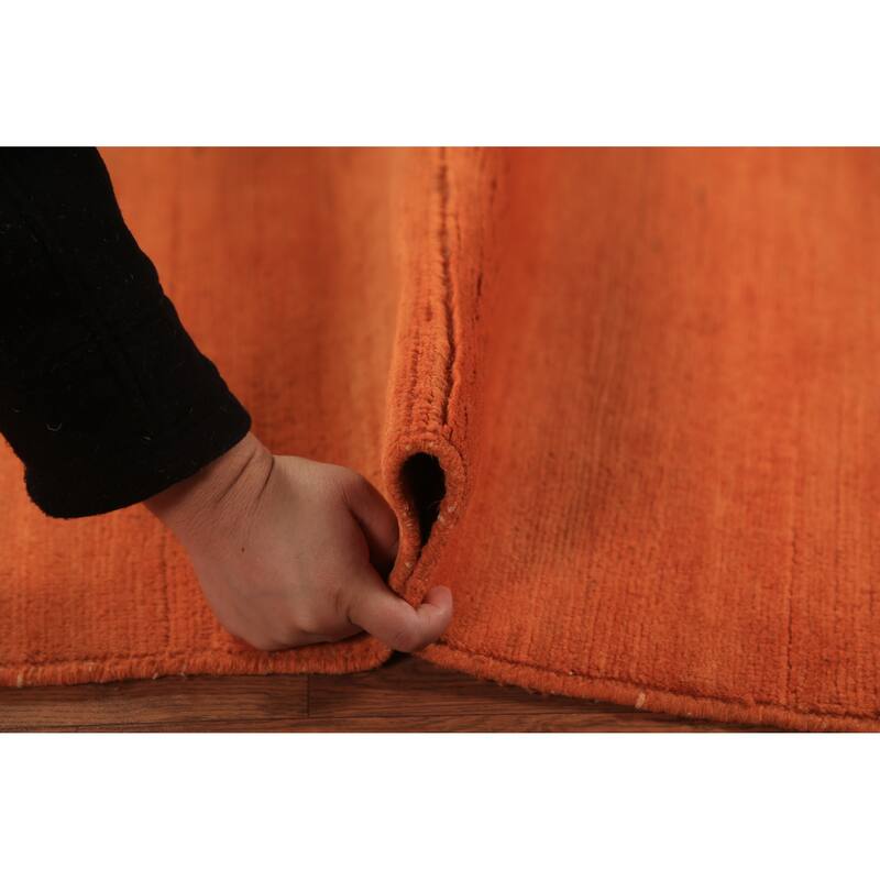 Orange Gabbeh Modern Rug Hand-Knotted Bedroom Wool Carpet - 4'0" x 5'9"
