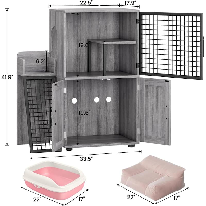 Litter Box Enclosure with Cat House