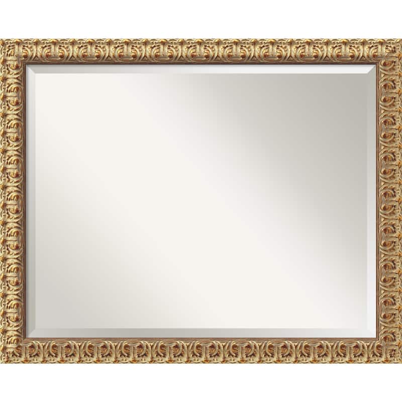 Beveled Wood Wall Mirror - Florentine Gold Frame - Outer Size: 31 x 25 in