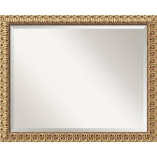 Beveled Wood Wall Mirror - Florentine Gold Frame - Outer Size: 31 x 25 in