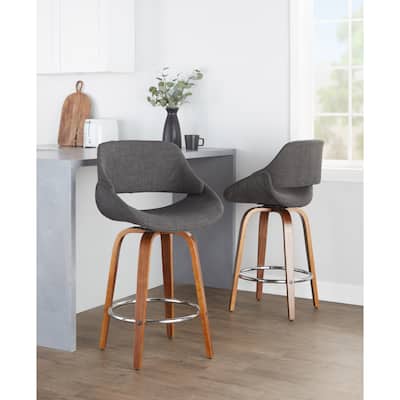 Carson Carrington Svellingen 26" Fixed-Height Counter Stool with Round Chrome Footrest (Set of 2)