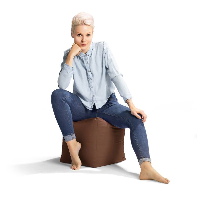 Sitting Point Oxford Fabric Cube Brava Pouf