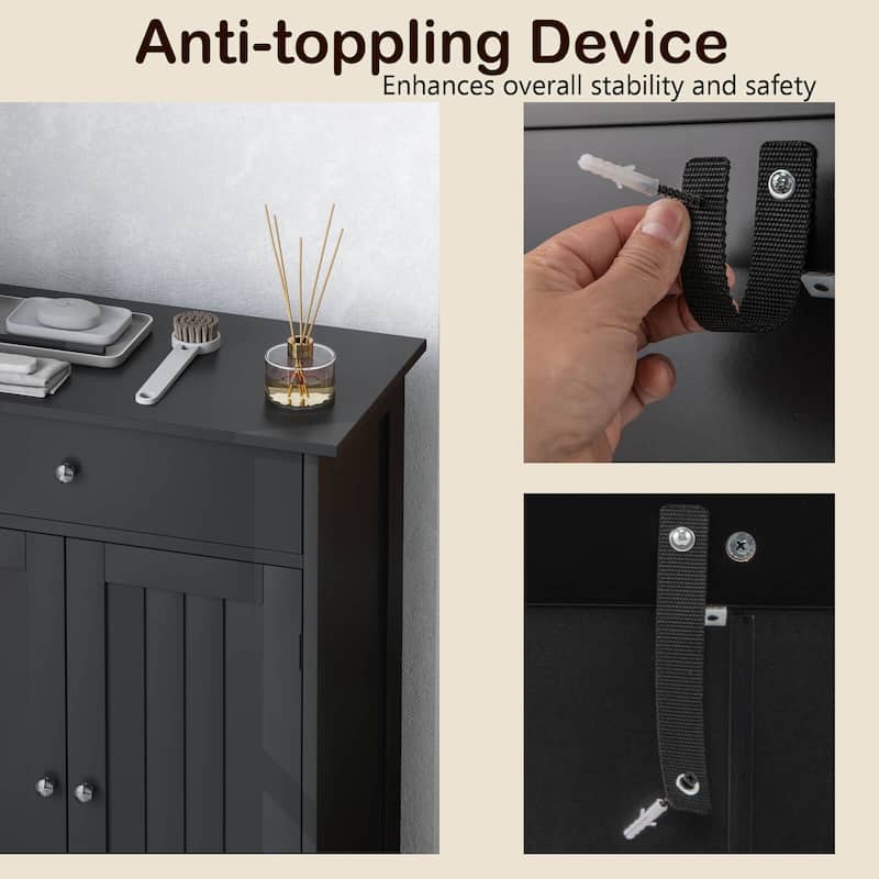 Costway Bathroom Floor Cabinet Freestanding Storage Organizer with 2 - See Details