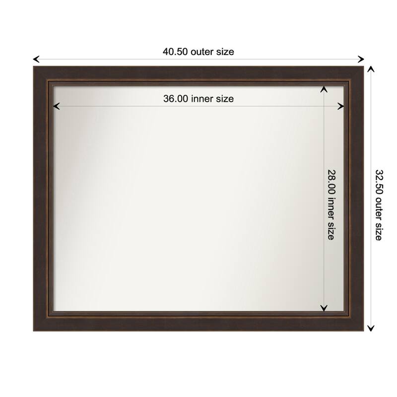 Lara Bronze Framed Non-Beveled Custom Wall Mirror, Bathroom Vanity Mirror - Outer Size: 40.5 x 32.5
