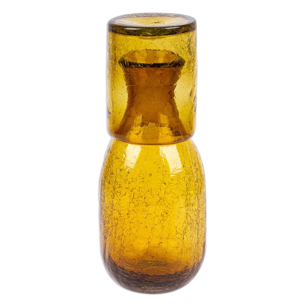 https://ak1.ostkcdn.com/images/products/is/images/direct/658b4c0f4264ab56b3509b2561e140e4670ae964/Novica-Handmade-Textured-Amber-Handblown-Recycled-Glass-Carafe-And-Glass-Set-%28Pair%29.jpg