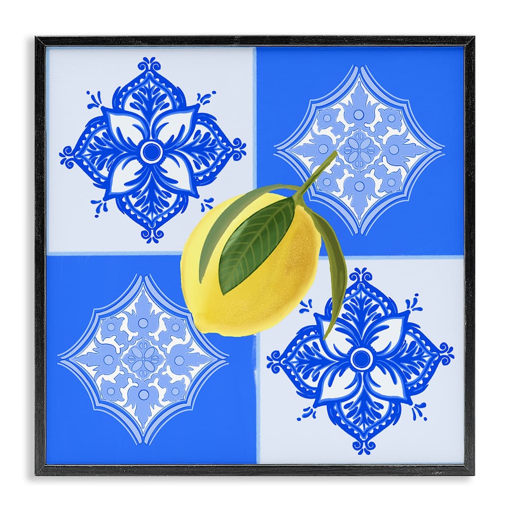Stupell Lemon over Geometric Tiles Framed Giclee Art Design By Ashley Singleton