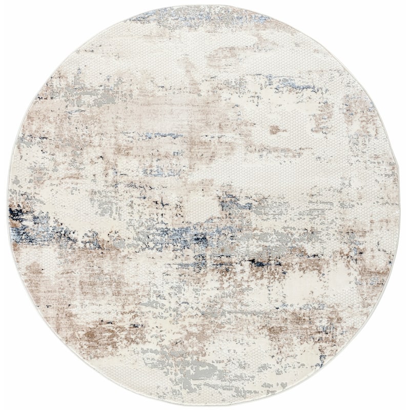Omari Collection Cream Abstract Traditional Area Rug
