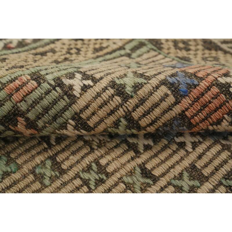 Hand Woven Oriental 100% Wool Carpet Southwestern Tribal Multi-Colored Kilim Area Rug - 11' 0'' X 5' 3''
