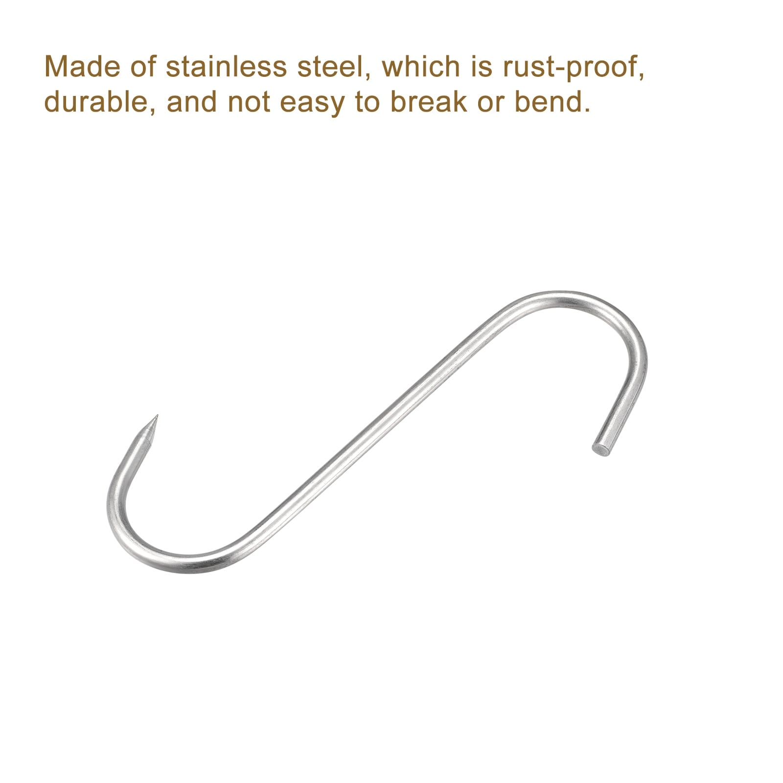 5.91 Meat Hooks, 0.24 Thick Stainless Steel S-Hook Meat Processing 1Pcs -  Silver Tone