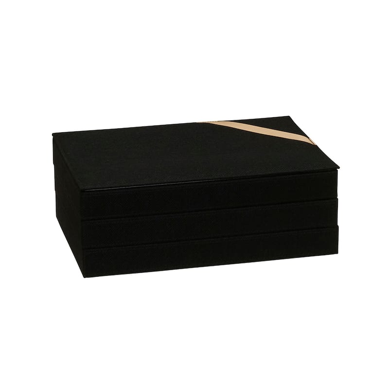 Household Essentials Sturdy Chipboard 3-Tier Jewelry Tray with Polyester Linen Wrap