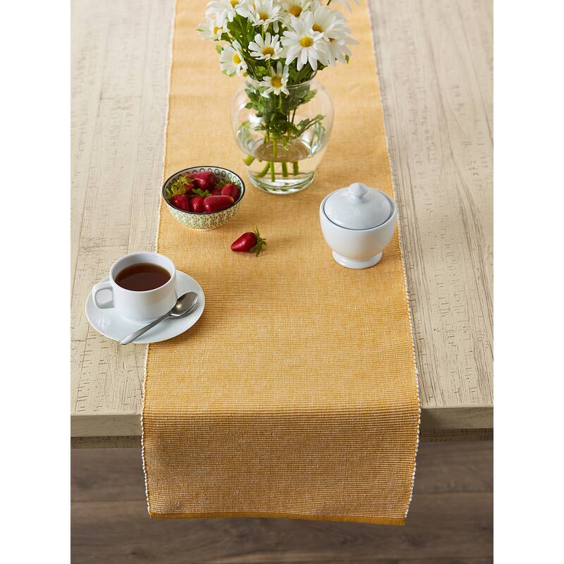 DII Black & White 2-Tone Ribbed Table Runner