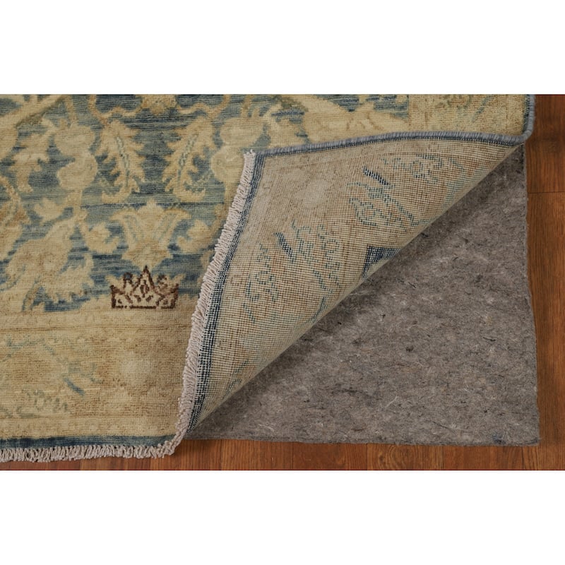 Blue Oushak Turkish Runner Rug Handmade Vegetable Dye Wool Carpet - 3'0"x 10'0"