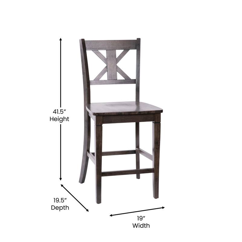 Commercial Grade Wooden Counter Height Stool, Set of 2