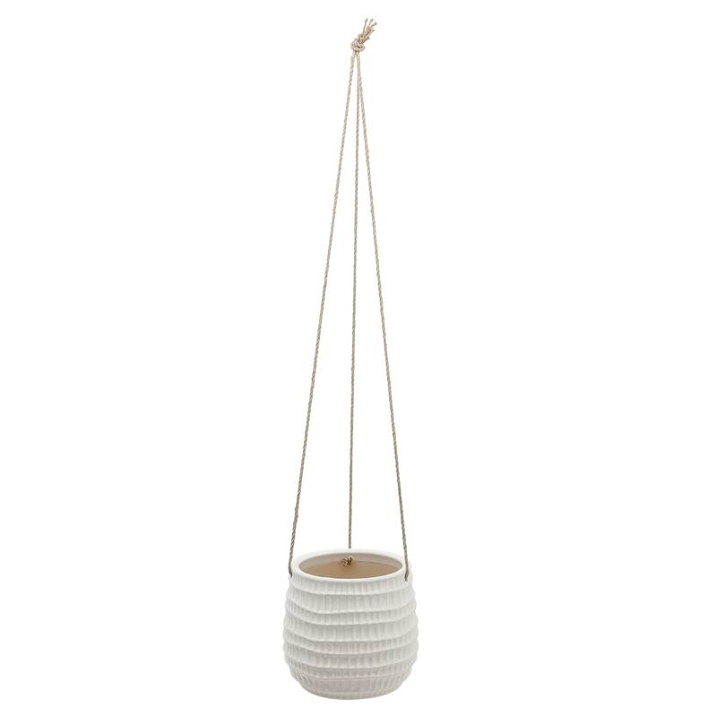 Sagebrook Home Neutral Textured Ceramic Hanging Planter - 7" x 7" x 6.5" - White