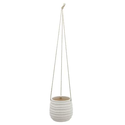 Sagebrook Home Neutral Textured Ceramic Hanging Planter