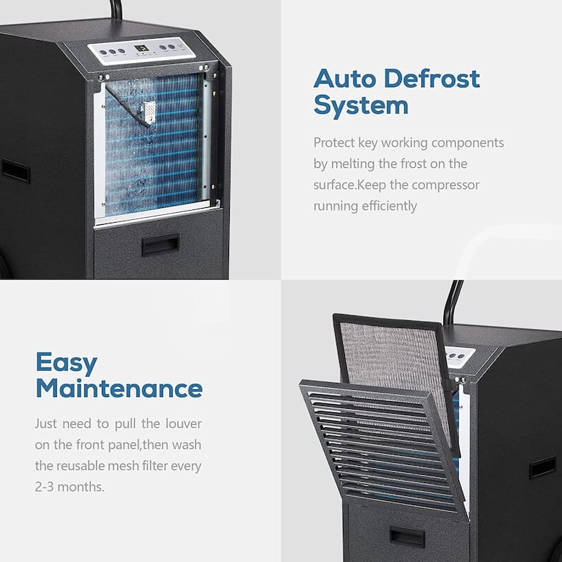 Commercial Dehumidifier for Basement with Drain Hose and Pump - 110 pints