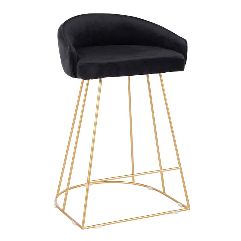 Silver Orchid Haid Velvet Upholstered Counter Stool (Set of 2) - Black/Gold