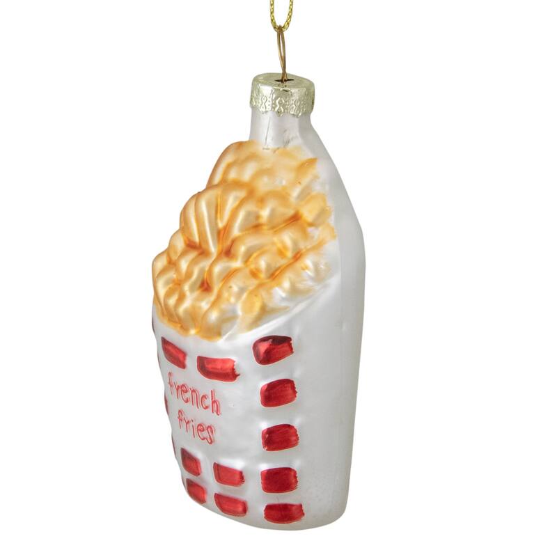 3.25" Golden Yellow, Red, White French Fries Glass Christmas Ornament