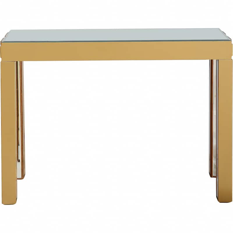 HomeRoots 43" Gold Mirrored Glass Console Table - 43.25 in. x 31.00 in. x 15.00 in.