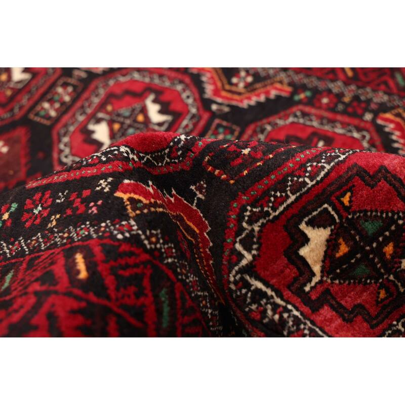 ECARPETGALLERY Hand-knotted Teimani Black, Red Wool Rug - 3'3 x 7'2