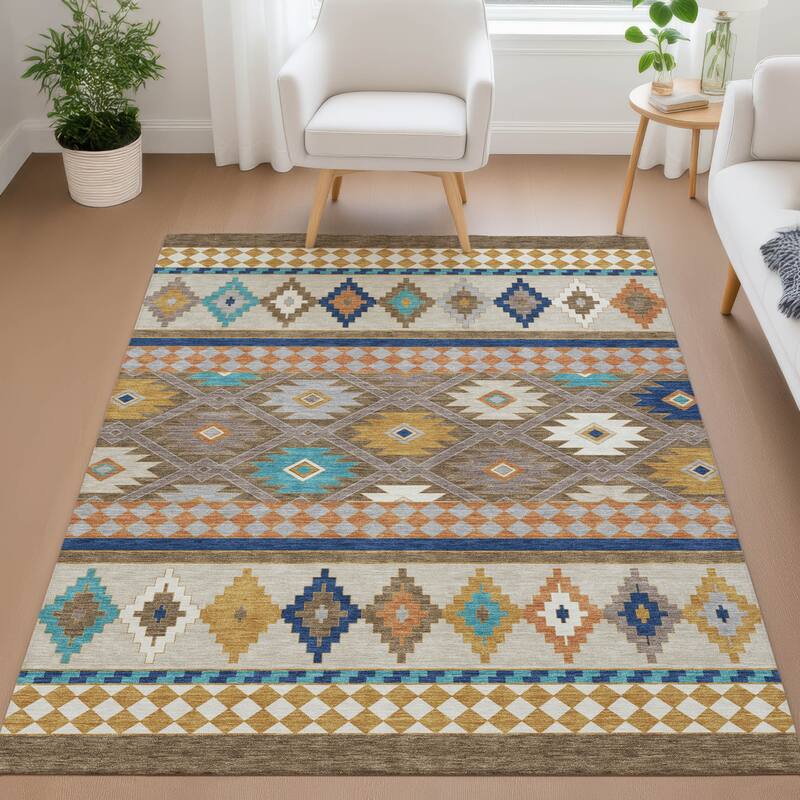 Machine Washable Indoor/ Outdoor Global Clemente Chantille Rug