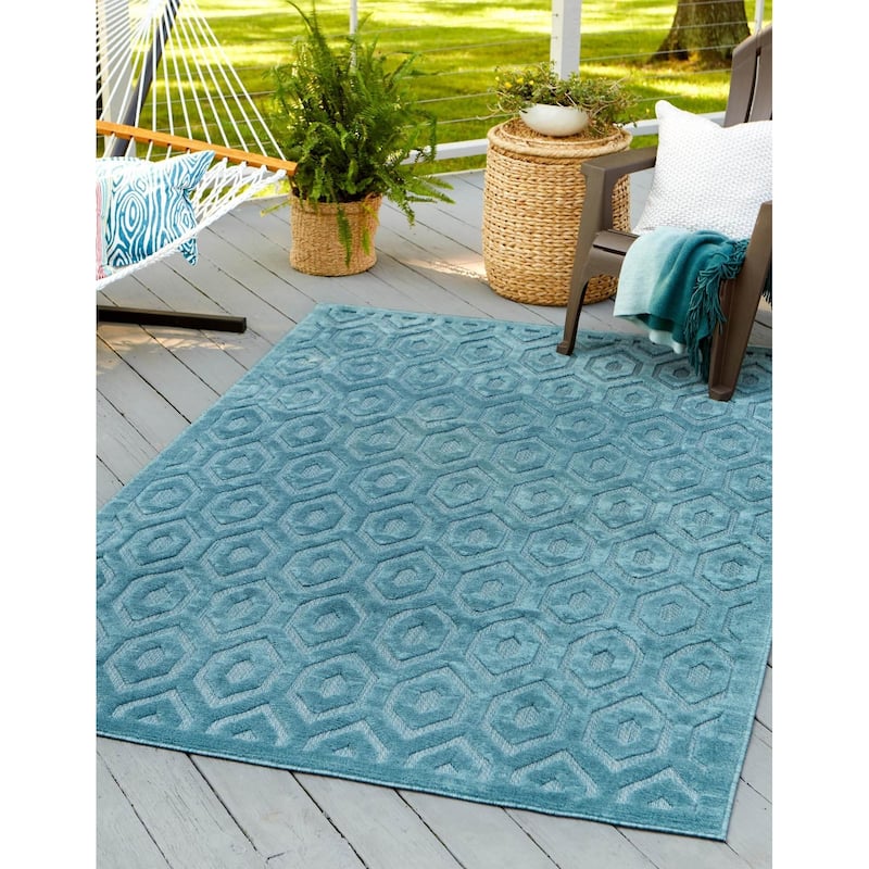 Outdoor Haversham Collection Area Rug - Aqua - 6'x9'
