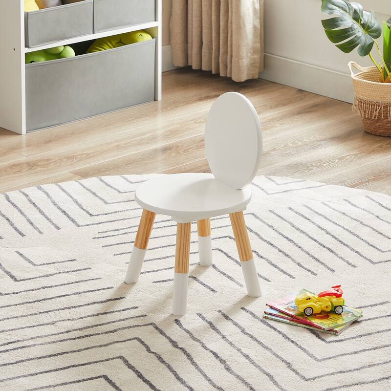 VECELO Kids Table with 2 Chairs Set for Toddlers, Boys, Girls, 3 Piece Kiddy Table and Chairs Set, White