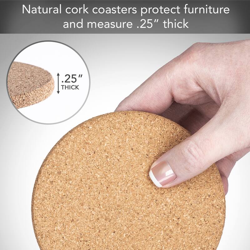 Triangle Pattern 4 Pack Absorbent Cork Coaster Made in The USA 4" Round