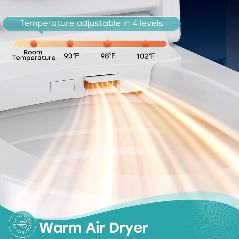 HOROW T38D Elongated Smart Toilet Bidet Foot Kick Flush Warm Water Remote White