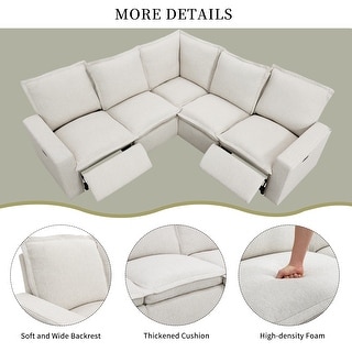 Linen Fabric Sofa Set with Power Recliner Chair Sofa & USB Port Couch ...