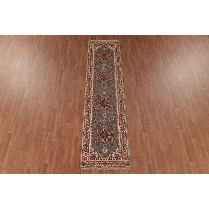 Gray Heriz Serapi Oriental Runner Rug Handmade Wool Carpet - 2'6"x 10'0"
