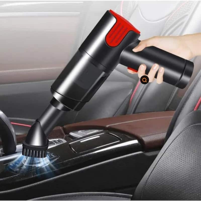 Red Handheld Car Vacuum Cleaner with Strong Suction HEPA Filter and 60-Minute Battery Life