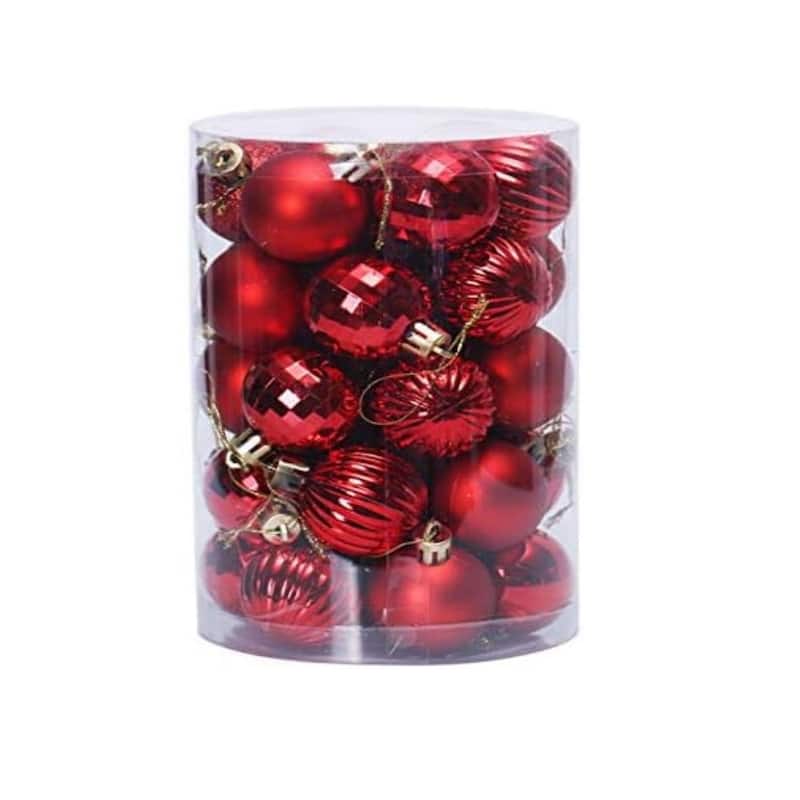 34 Pieces Shatterproof Christmas Ornaments Set Christmas Decorations 1.57 Inch Christmas Balls - N/A - Red