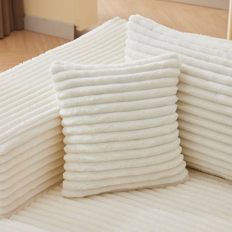 L-Shaped Modular Sectional Sofa with Chaise, Oversized Corduroy Upholstered 3 Seater Sofa, Deep Seat Cloud Couch with 6 Pillows