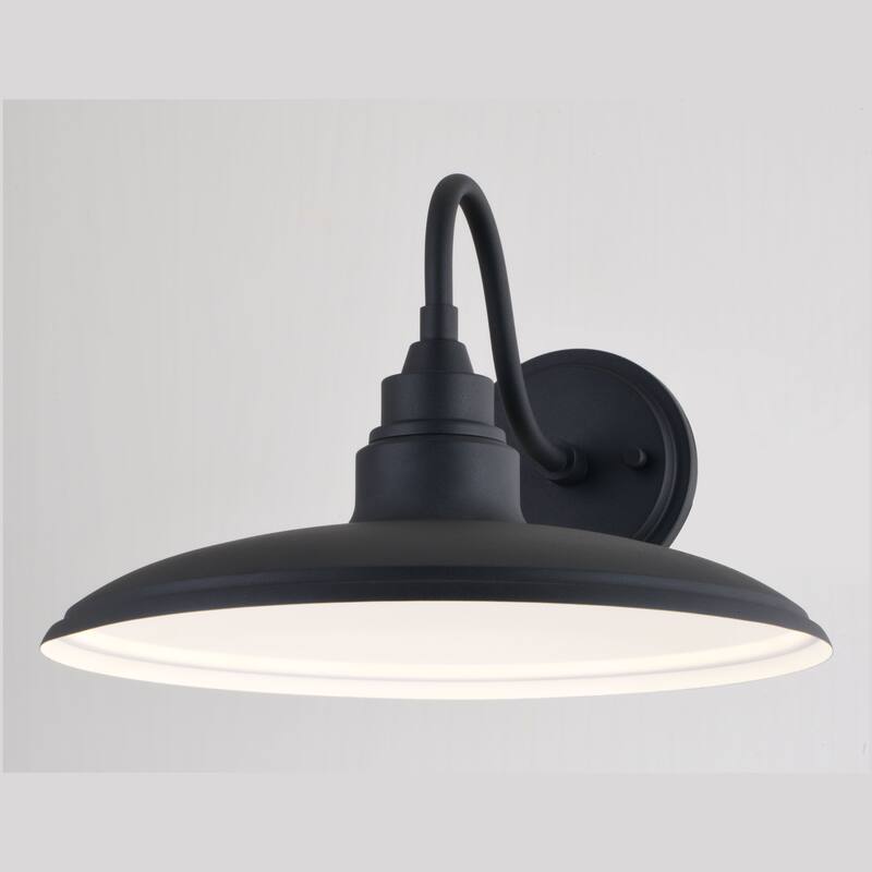 Tucson 1 Light Integrated LED Black and White Farmhouse Outdoor Wall Lantern Metal Shade