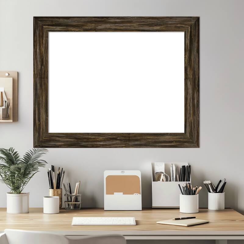 Amanti Art Fencepost Brown Narrow Framed Dry Erase Magnetic Board