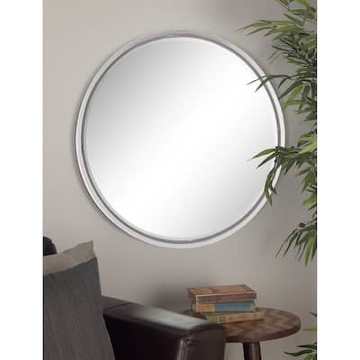 Silver Metal Minimalistic Round Room Wall Mirror