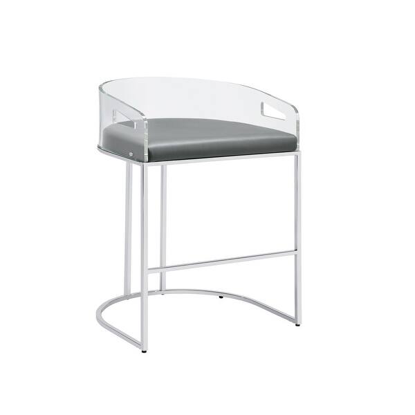Acrylic Back Bar Stools Grey and Chrome (Set of 2) Bed Bath & Beyond