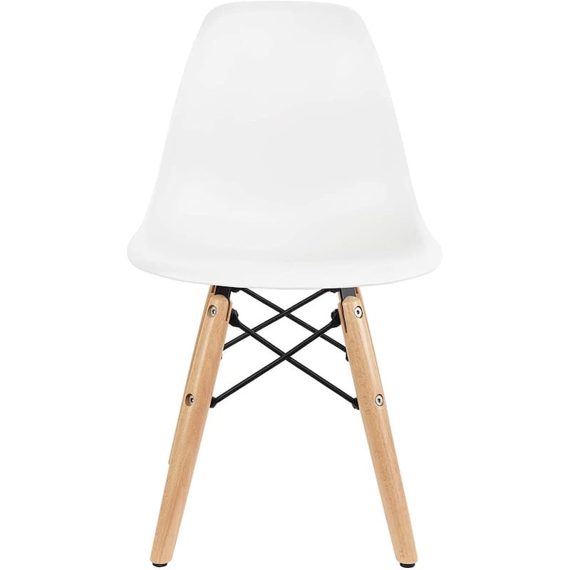 Kids Toddler Chair Side No arm Armless Natural Wood Legs Eiffel For Kitchen Desk Work Bedroom Playroom Preschool - White