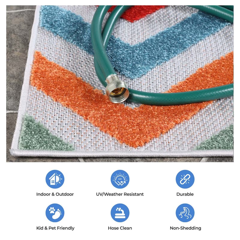 Superior Chevron Zig-Zag Geometric Modern Indoor Outdoor Area Rug