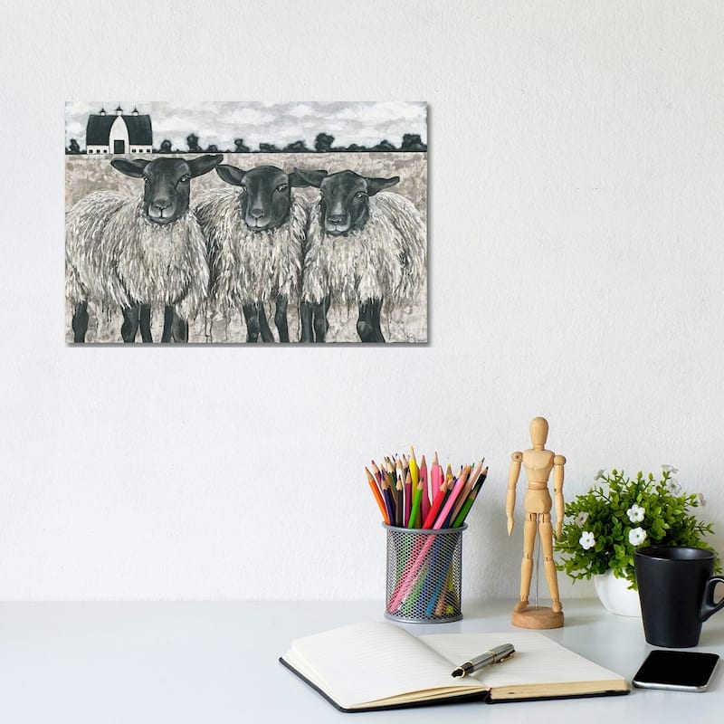 iCanvas "Three Sheep" by Hollihocks Art Canvas Print - 8x12x0.75