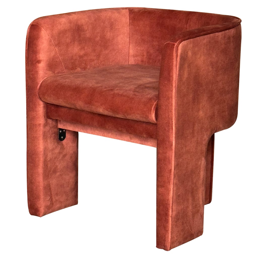 Gela Dining Chair, Three Legged Barrel Accent Sides, Maroon Red