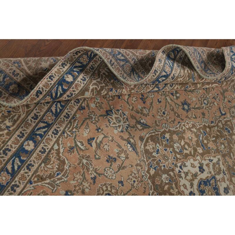 Traditional Kashan Vintage Persian Area Rug Handmade Wool Carpet - 9'9" x 12'9"