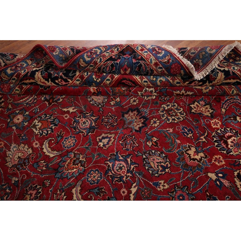 Floral Mashad Large Antique Persian Area Rug Handmade Wool Carpet - 9'6" x 16'4"
