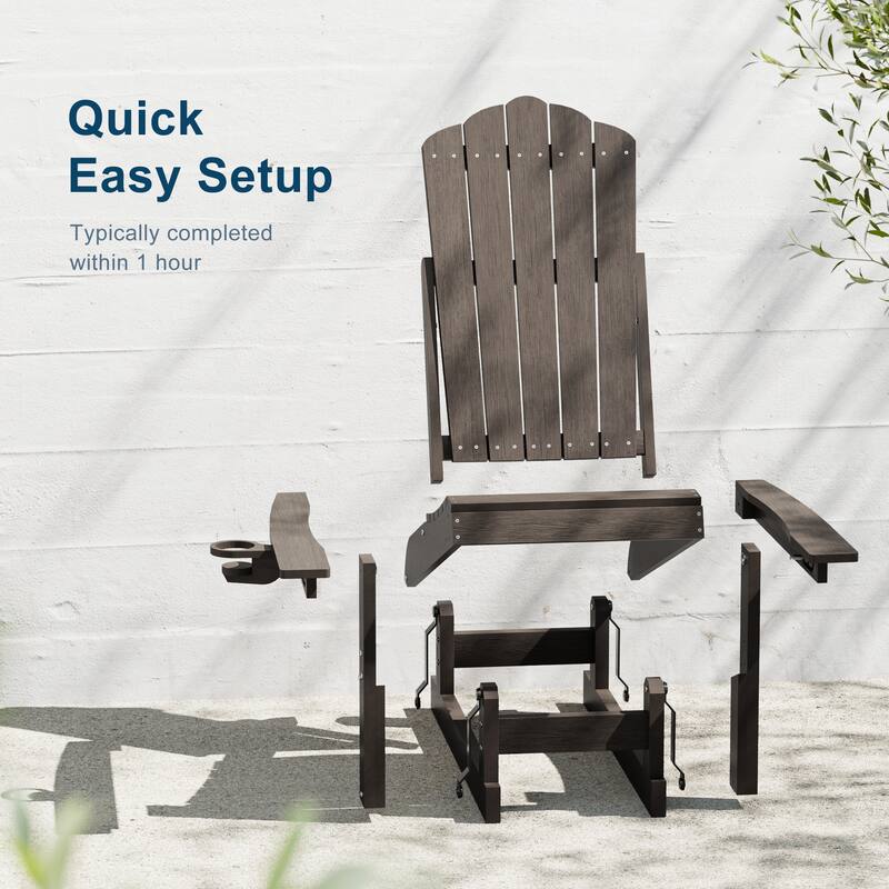 Glider Adirondack Patio Chair, 3-Position Adjust Smooth Motion Chair