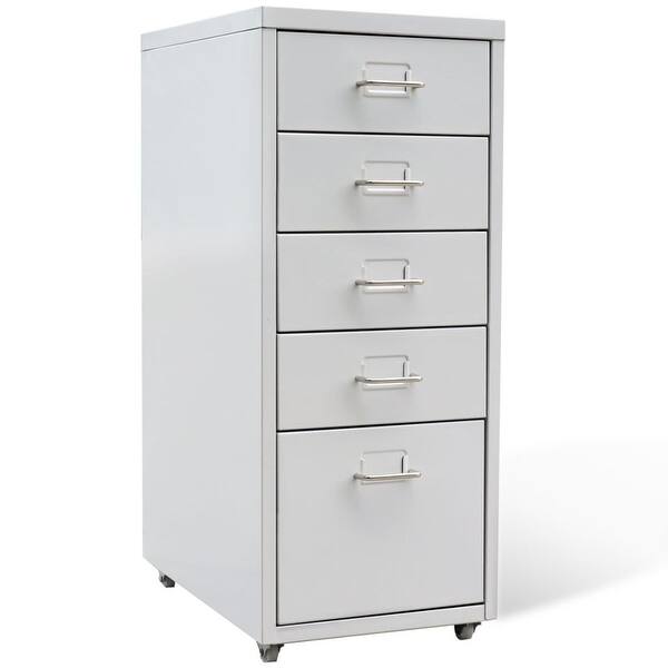 Shop Vidaxl File Cabinet With 5 Drawers Gray 27 Steel Free